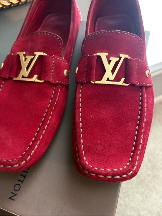 Louis Vuitton Red Suede LV-Buckle Driving Loafers main image 4